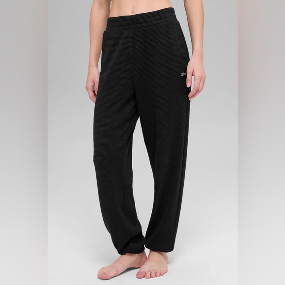 ALO Yoga Pants - ALO Yoga Black Waffle-Knit Jogger
